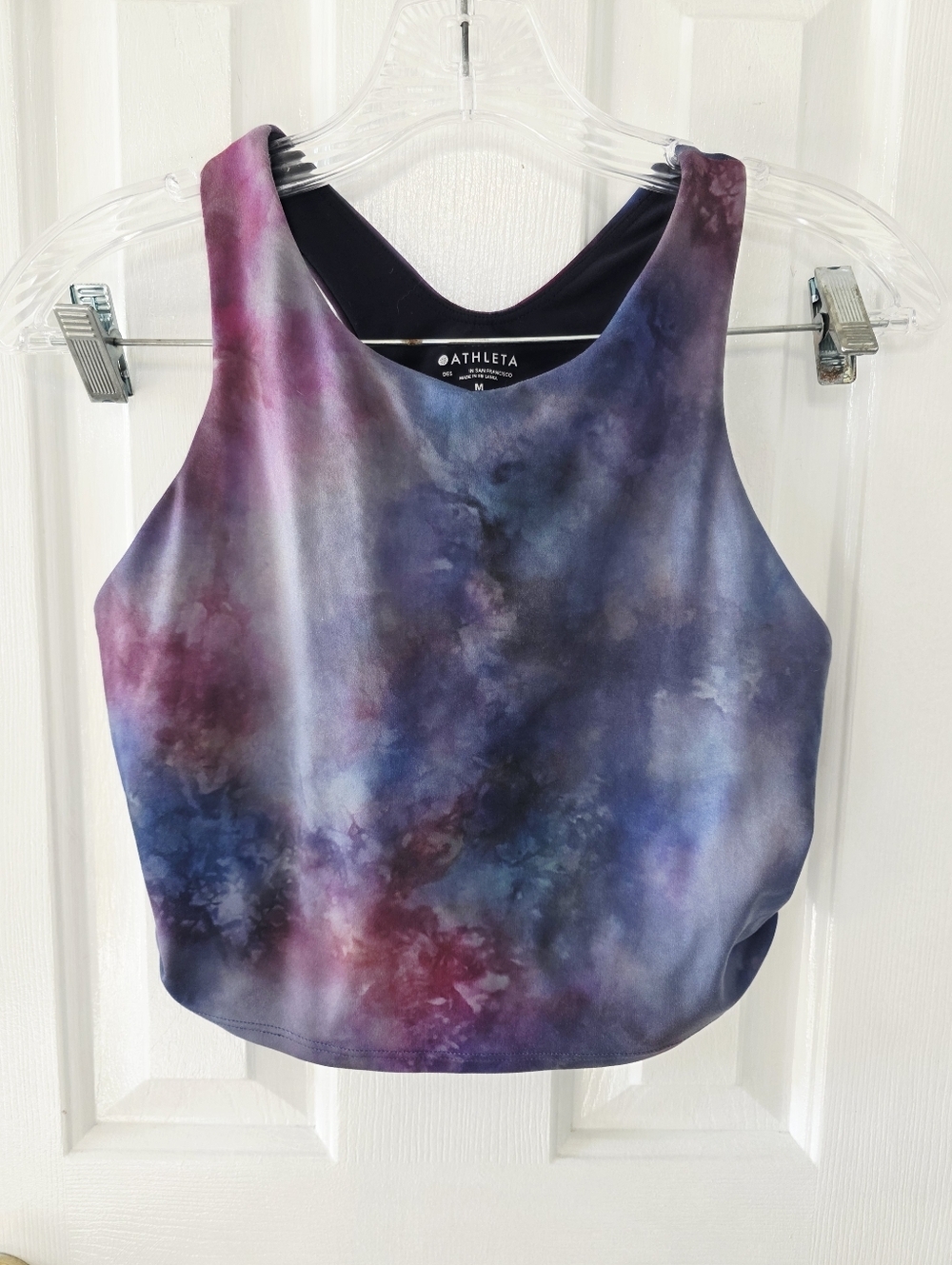 Athleta Tie-Dye Crop Tank Top - Purple, Blue, Pink Medium